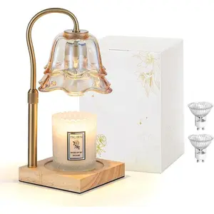 Flower Candle Warmer Lamp, with 2 Bulbs, Height Adjustable with Timer, Unique Glass Lily of the Valley Lamp for Home & Bedroom Decor, Ideal Gift for Birthday/Mother's Day, Halloween Gifts, Christmas Gifts