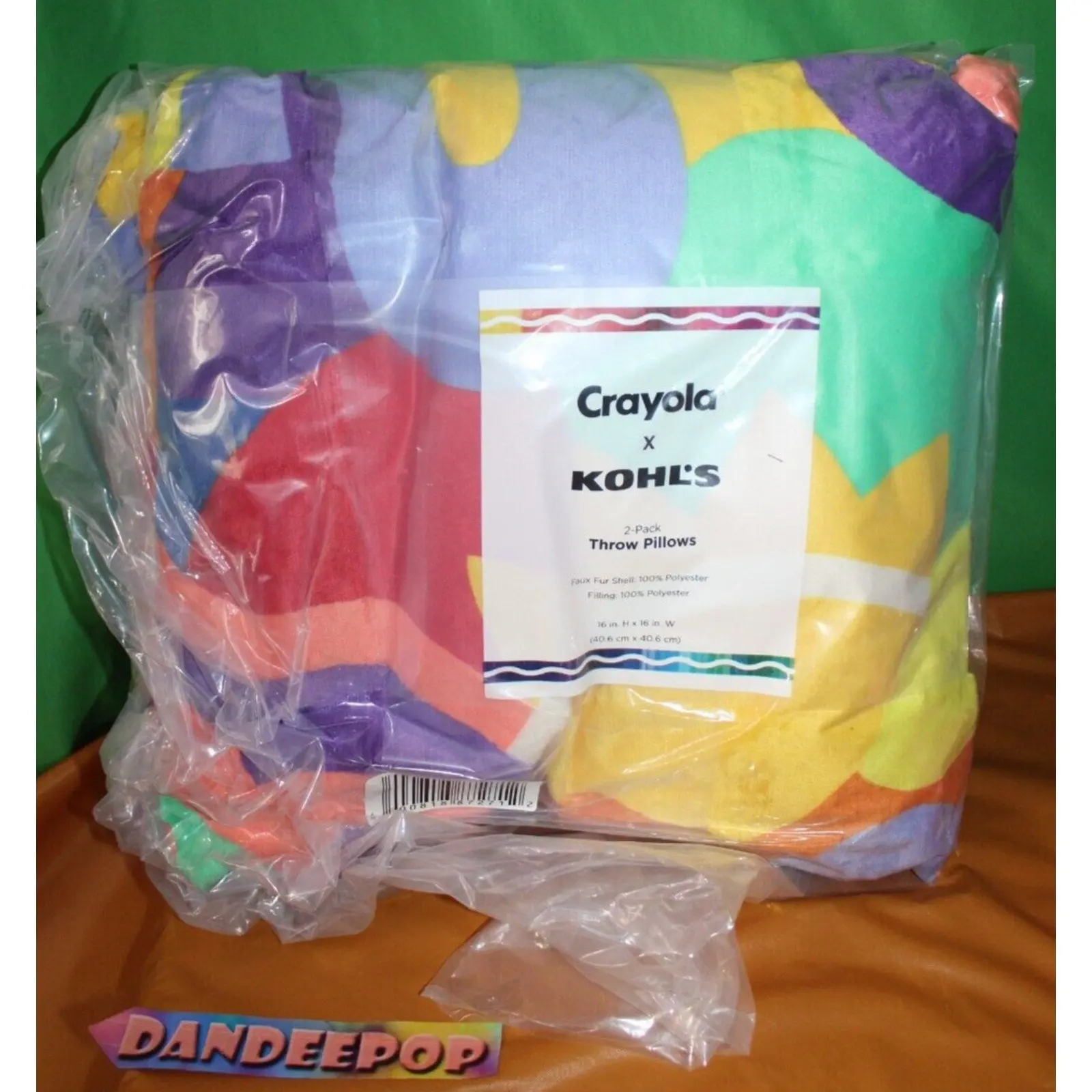 Crayola Kohl's Collaboration 2 Pack Faux Fur Abstract Throw Pillows 16 x 16