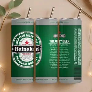 Beer Cup, Travel Mug with Heineken design, Birthday, 20oz tumbler, Party cup