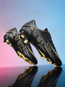 Men's Spring Football Shoes, Football Boots, Soccer Cleats, Long Stud Sole for Strong Grip, Breathable Soft Textile, Trendy Color, Youth Outdoor Sports Performance