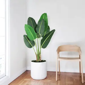 4 ft Tall Faux Bird of Paradise Flower Tree, Green Tropical Artificial Plant with Natural Look, Indoor Home Living Room & Office Decor Accent, Gift Option