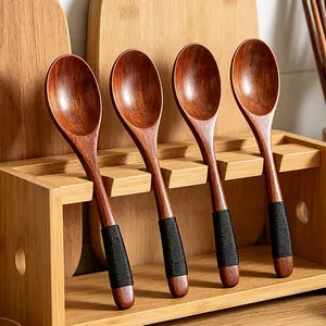 4/6 Piece Japanese Creative Wooden Spoons, Natural Eco-Friendly Soup Spoon, Sweetener Spoon, Baking Spoon Set/Cooking Spoon Set/Serving Spoon Set, Tableware Set, Kitchen Utensils Set, Cooking Tools