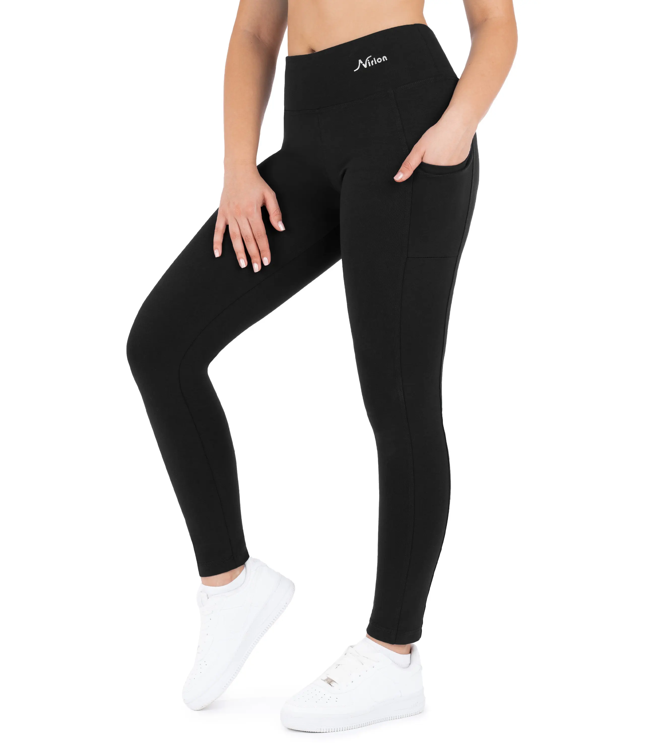CottoNIR High Waist Ankle Leggings with Pockets for Women