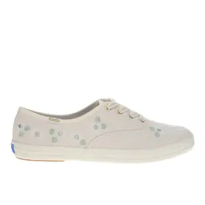 Keds Womens Champion Canvas Floral Embroidered Lace Up Sneakers Shoes Casual - Off White