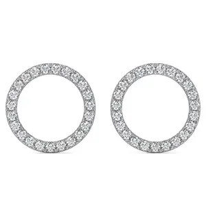 1/4Ct Circle Diamond Earrings in White, Yellow, or Rose Gold Lab Grown