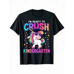 Im Ready to Crush Kindergarten Back to School Kindergarten T-Shirt, Casual Short Sleeve Crew Neck Tee, Boys 100%, Summer Fashion T Shirt - Independence Day Gift, Fathers Day Gift, Birthday Party Gifts for Boys Girls  (3-13Y)