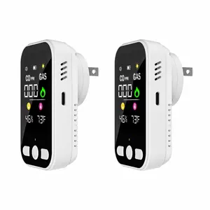 2 Packs 4 in 1 Portable Detector Plug & Play Design with HD Digital Display, Accurate Temperature Humidity Sensors & Alarms, Ideal for Home, RV, Garage, Apartment