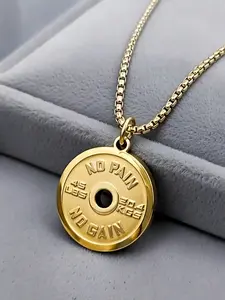 Stainless Steel Barbell Plate Chain Necklace Unique Motivational Sporty Pendant Accessory, Sports Fitness Jewelry, Durable Gym Wear, Unisex Workout Gear