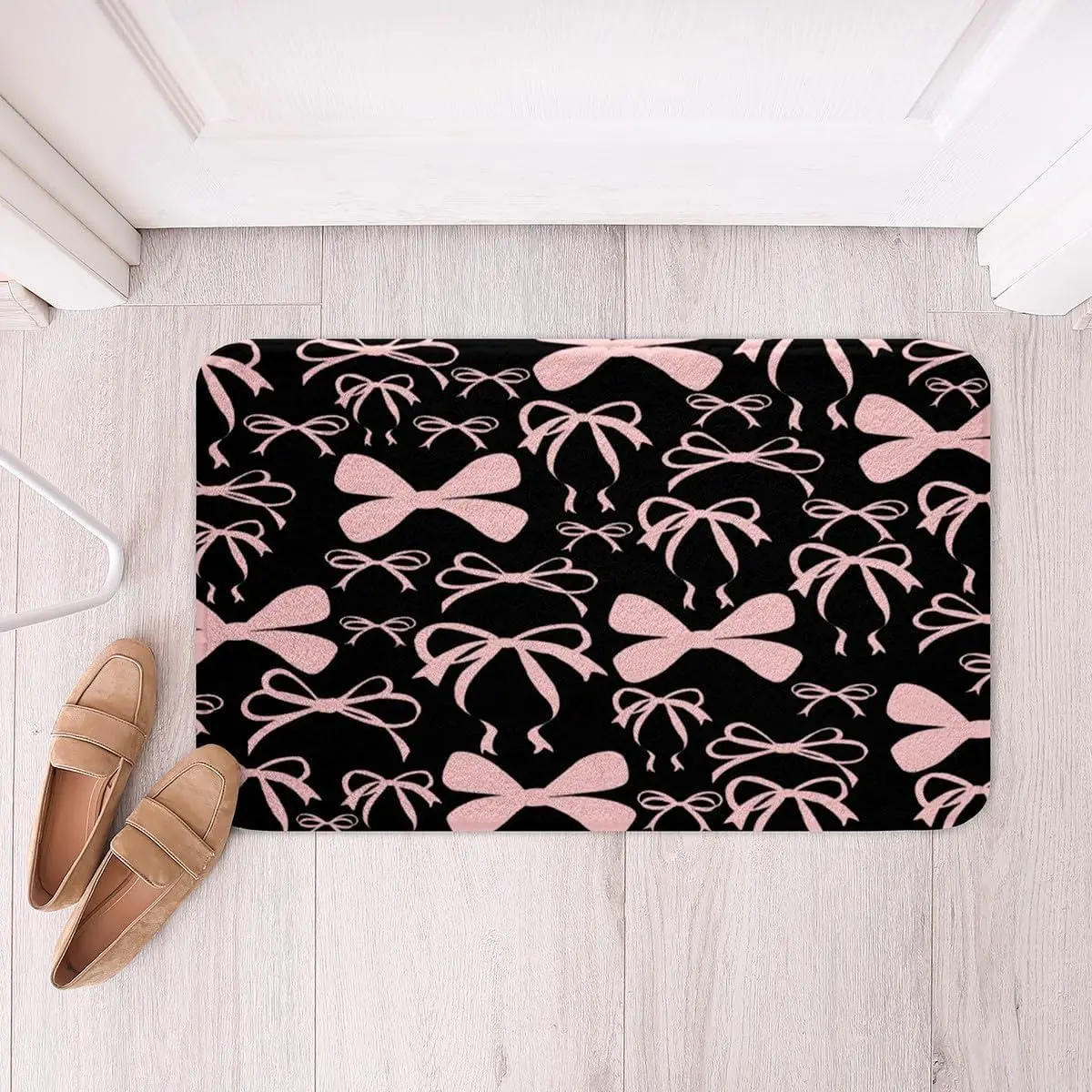 Bow Bath Mats Bathroom Black Pink Bow Bathroom Rugs Non-Slip Cute Bowknot Bath Rugs Shower Tub Kawaii Bow Bathroom Accossories Doormats Floor Mat