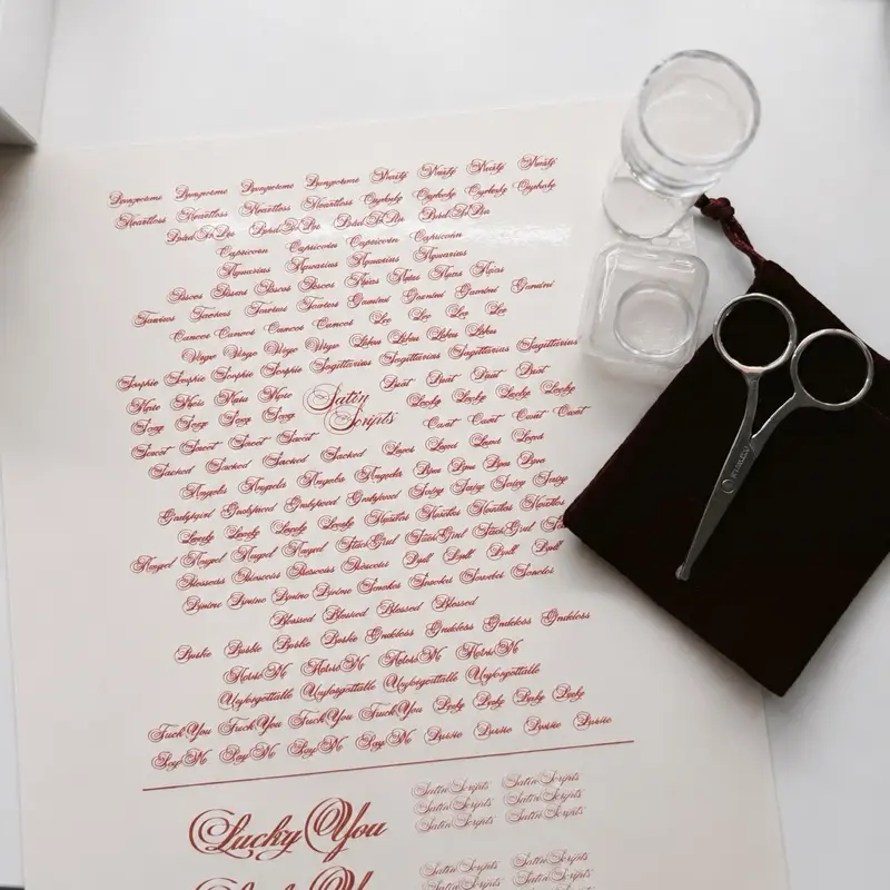 Perfect RED Calligraphy Art Nail Decals for Red Detailed Nail Art Designs - FULL Nail Decal Application Kit - How to apply nail decals - Nail Decal Tutorial - Calligraphy Nail Decals - 3 PCS - SATIN SCRIPTS