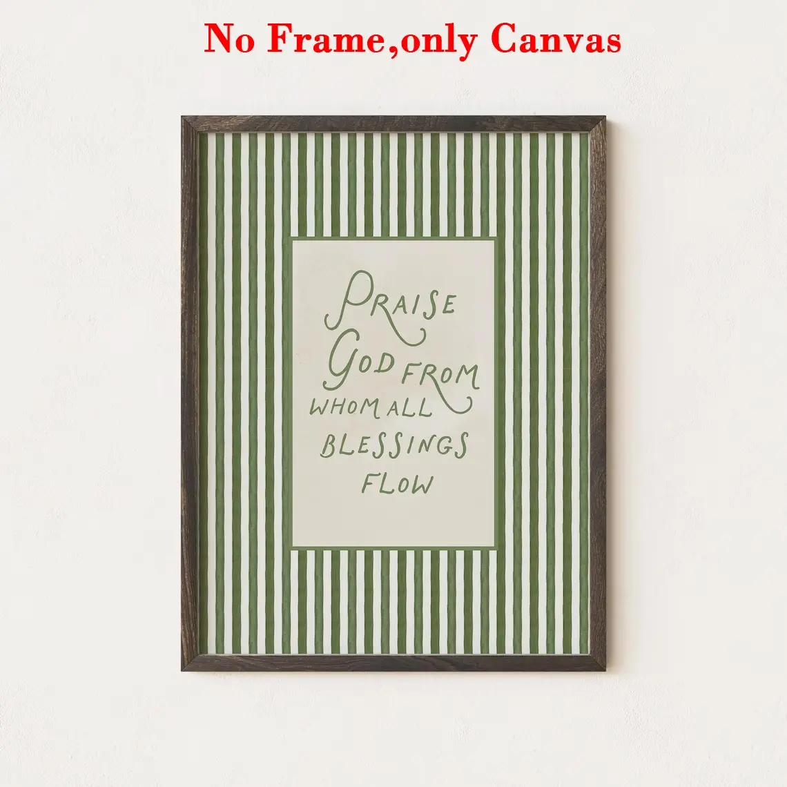 1 PC, Wall Art, Vintage Poster, Praise God, All Blessings Come From Him Slogan Art Print, Green Striped Christian Scripture Canvas Painting, Wall Decor, Decoration, Modern Home Decor, Home Decor Accessory, Canvas Art And Prints For Walls, Unframed