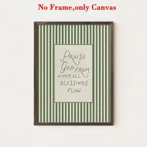 1 PC, Wall Art, Vintage Poster, Praise God, All Blessings Come From Him Slogan Art Print, Green Striped Christian Scripture Canvas Painting, Wall Decor, Modern Home Decor, home decor, Home Decor Accessory, Unframed