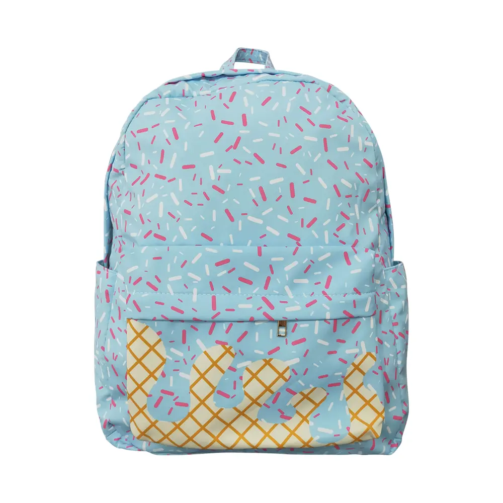 Kids' Unisex 17-Inch (13x5x17in) Light Blue Elementary Backpack, Playful Novelty Ice Cream Print, for 5-6+ Ages - Back to School, First Day Hauls BA0297