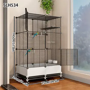 Large Mobile Birdcage with Toilet Tray Stand Bird Bowl Suitable for Parrots, Canaries, Budgerigars, and Zebra Finches - Metal Structure Luxury Landscaped Villa Durable Iron Cage