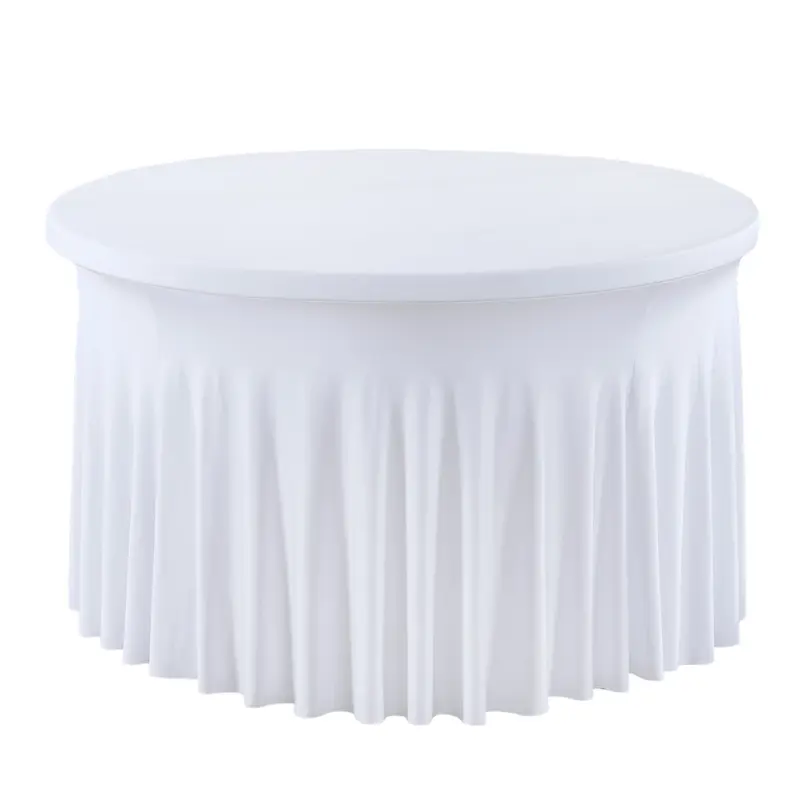 Stretch Fitted Soft Spandex-Polyester Round Tablecloth - 4/5/6FT Flexible Table Covers, Wrinkle-Free, Eco-Friendly, Machine-Wash Reusable, Slip-On Ease, Easy Install, Dining Rooms Romance Home Decor Party Supplies