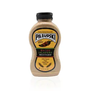 Pilsudski Bacon Jalapeño Mustard - All Natural Gluten Free Vegan Kosher Flavor Dip 12oz Squeeze Bottle