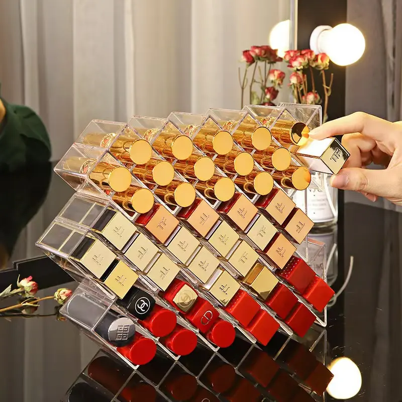 Must-Have Lip Gloss Organizer!Fish-Shaped Vertical Large Grid Storage Box, Stylish Desktop Display Rack for Lipsticks