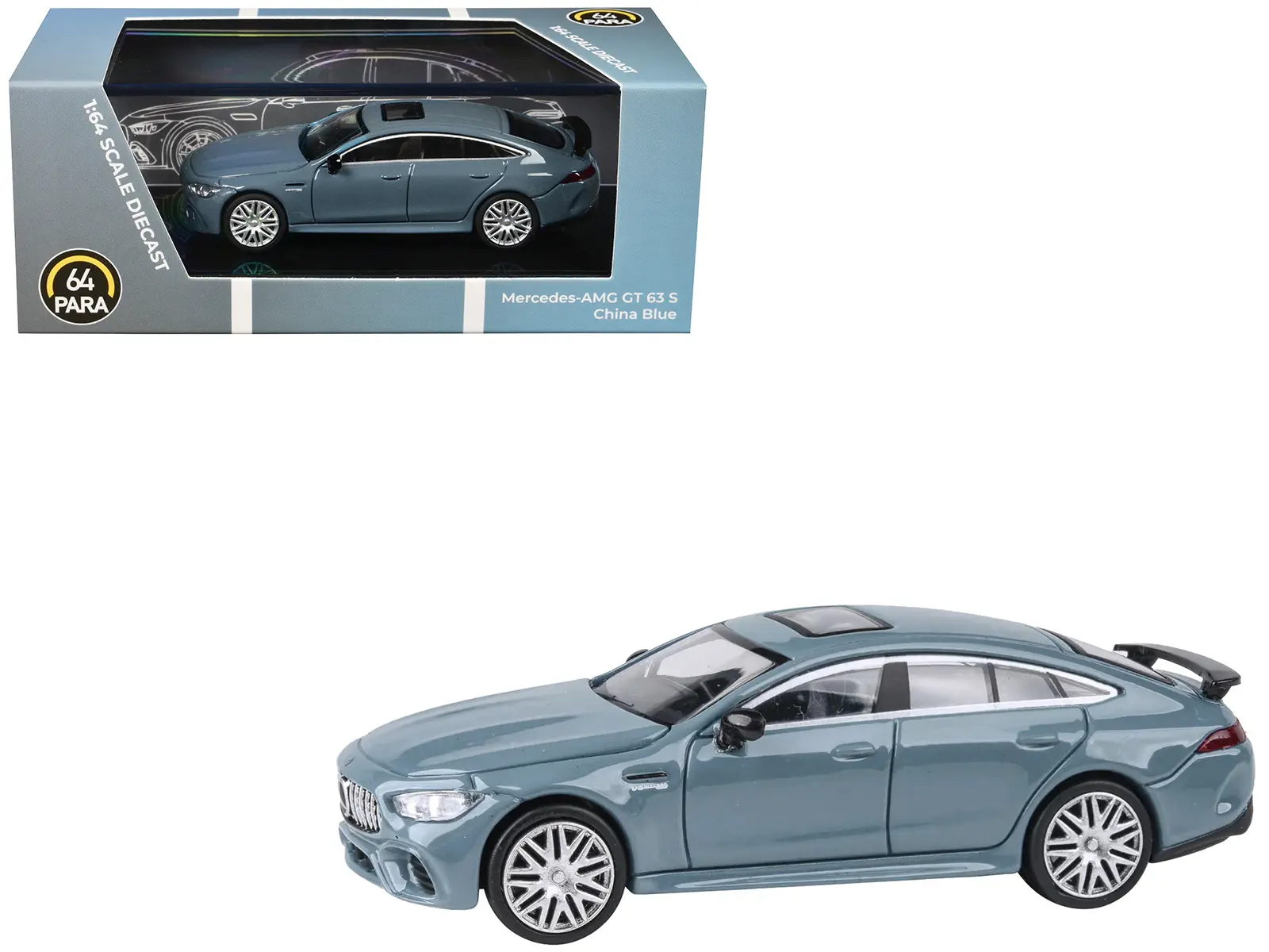 Mercedes-AMG GT 63 S China Blue with Sunroof 1/64 Diecast Model Car by Paragon