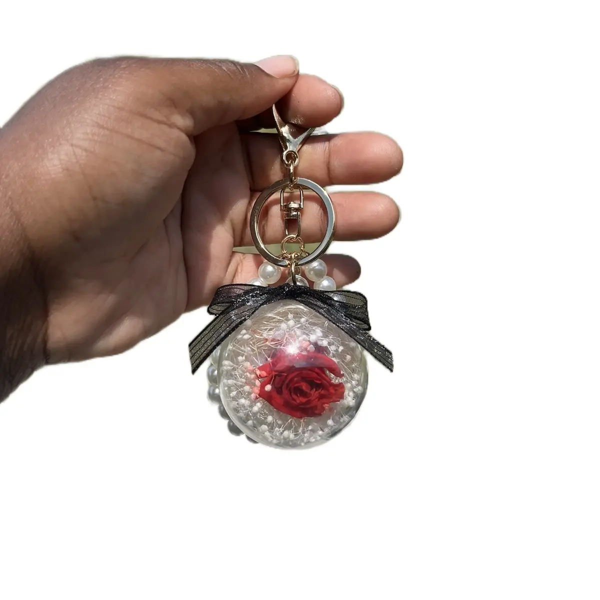 Rosebud Preserved Keychain with Unique Design