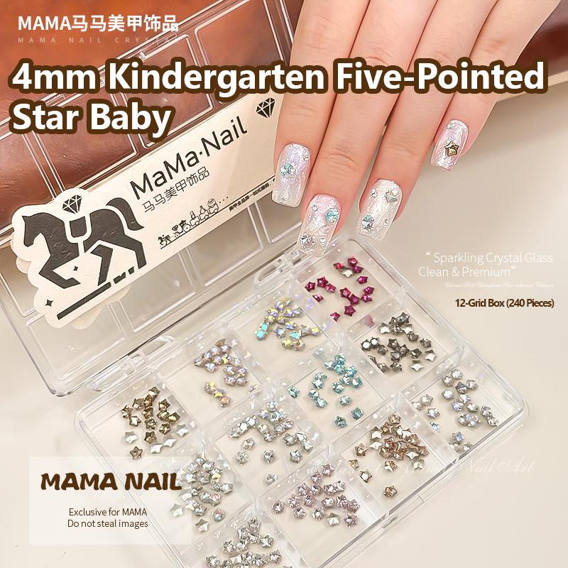 Spring Nails 2026 Trend 4mm Mini Star Nail Charms, 240Pcs 12-Grid Box Cute Star Gems for DIY Manicure