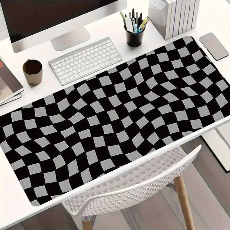 Black and white checkered Mouse Pad for Desk Gaming Mousepad Extended Large Desk Mat With Stitched Edge Non-Slip Polyester Rubber Base Desk Accessories for Home Office Decor Pads 35.4x15.7 Inch Perfect Gift for Men Women
