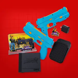 GAIME AI Tracking Light Gun – Official Time Crisis Licensed Arcade Shooter Game, Plug & Play Retro Home TV Shooting Controller, Ergonomic Motion Light Gun, Complete Home Arcade Bundle, Novel Gift for Gamers