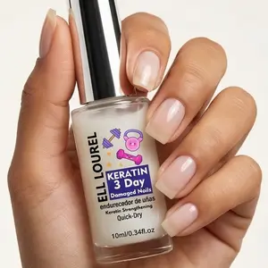 ELL LOUREL Keratin 3 Day Damaged Nails Strengthener, 10ml Quick-Dry Keratin Infused Nail Hardener & Nourishment Treatment for Weak, Brittle & Damaged Nails, Promotes 3-Day Effective Nail Strengthening, Prevents Breakage & Damage and Peeling Nails
