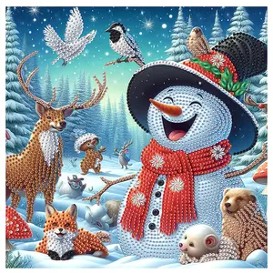 Christmas Diamond Painting Kit, Snowman DIY 5D Special Shape Crystal Rhinestone Partial Drill Diamond Art Embroidery Bead Mosaic Crafts Handmade Wall Decor Gift for Adult and Beginner