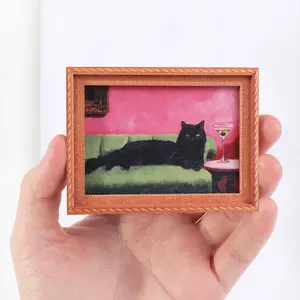 1PC Mini Photo Frame Refrigerator Decorating Magnet, Cute Cat Design, Martini & Cat Elements, Furniture Decoration, Perfect Holiday Gift