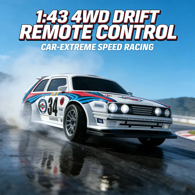 Adjustable Tire RC Drifting Car Complete Accessory Kit, Unisex Rechargeable Toy with Charging Cables, Compact for Kids