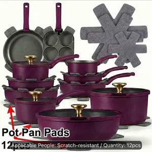 12pcs High-Quality Felt Pot and Pan Covers, Non-Stick Scratch-Resistant Multi-Layer Kitchen Storage Pads with Heat-Resistant Steamer Inserts for Cookware, Glassware