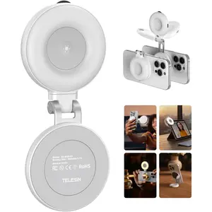 C03 Magnetic Phone Selfie Light Compatible with iPhone Magsafe, CRI97 360 °   LED Selfie Ring Fill Light with Mirror for Selfies/Photography//Zoom Calls/Video Conference (White)