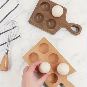 Wooden Egg Rack with Handle, 4 Grids/6 Grids, Durable Wooden Design, Perfect for Kitchen Storage, Easy-To-Use Egg Holder