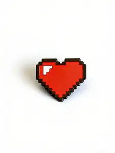 Pixel Style Zinc Alloy Pin, Casual Heart Cartoon Badge, Heart Decoration, Suitable for Clothes, Backpacks, Couples, Office Supplies