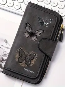 1pc ButterflyWomen'S Long Wallet, Multi-Functional Wallet, Portable Snap Closure Coin Purse, Birthday Gift and Daily Commute for Butterfly lovers, Playful Design, Perfect Holiday Gift, Perfect for Outdoor, Travel, and Family Use3.26PYT-15