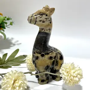 IG Crystal Picture Jasper Alpaca Crystal Carving Healing Stones Natural Stone Chakra Balancing Reiki Home Office Decor