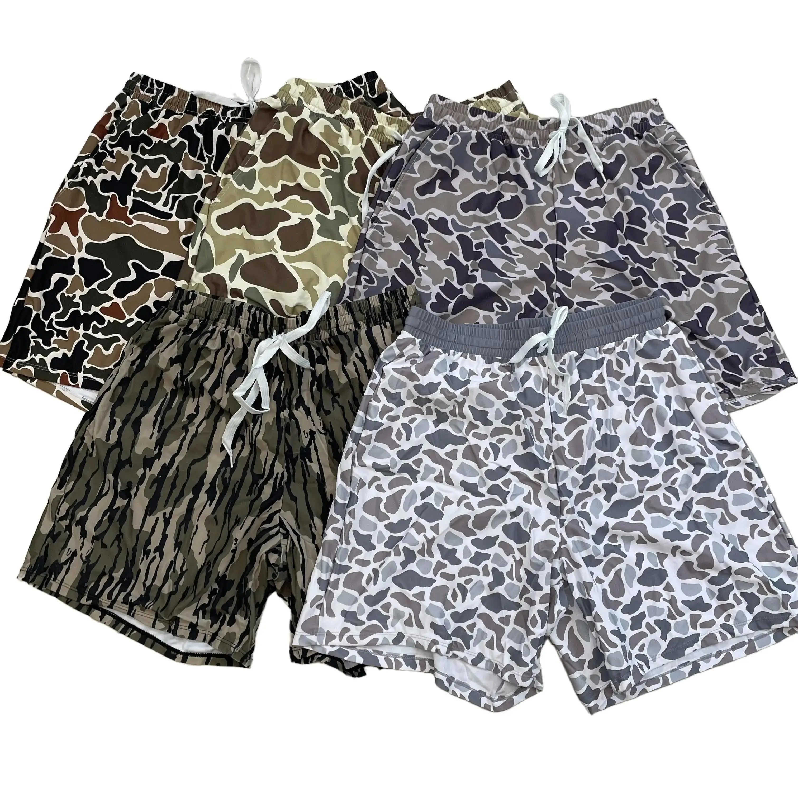 Men's Camo Hawaiian Shorts, Duck Camo Beach Shorts, Quick Dry Summer Swim Trunks, Elastic Waist Vacation Pool Shorts for Men