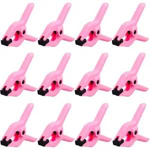 12 Pack 3.5 inch Plastic Spring Clamps, Pink Heavy Duty Spring Clips Clamps for Crafts, Backdrop Stand, Woodworking, Photography Studios, Home Improvement