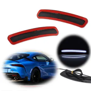 2pcs Smoked Rear Bumper White LED Side Marker lamps Lights For 2020 2021 2022 2023 2024 Toyota GR Supra,Replace OEM #F1820G_20_21_2020_2021_U49