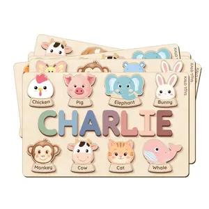 Personalized Name Rainbow Puzzle for Toddlers 1-3 - Custom Wooden Baby Gift with Animals & Storytelling - 1st Birthday Gift for Girl & Boys - Ideal for Personalized Baby Gifts