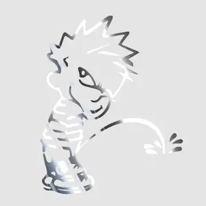 Calvin Pee JDM Vinyl Decal Sticker UV & Waterproof Bumper Window Laptop Automotive Water Bottle Gift accessories – SILVER CHROME 5"