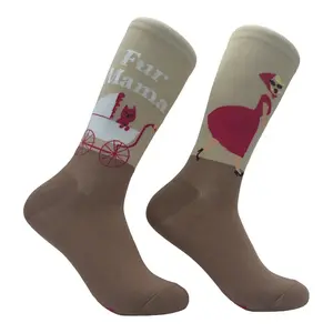 Women's Fur Mama Socks Funny Cute Puppy Lovers Mom Novelty Footwear Funny Graphic Socks Comfortable Fitted Spandex Cotton