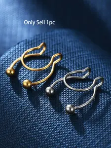 Unisex Punk Style Stainless Steel Spiral Nose Ring, Hip-Hop Fashion Plain No Piercing Clip-On Jewelry, Men Jewelry, All Seasons Accessory
