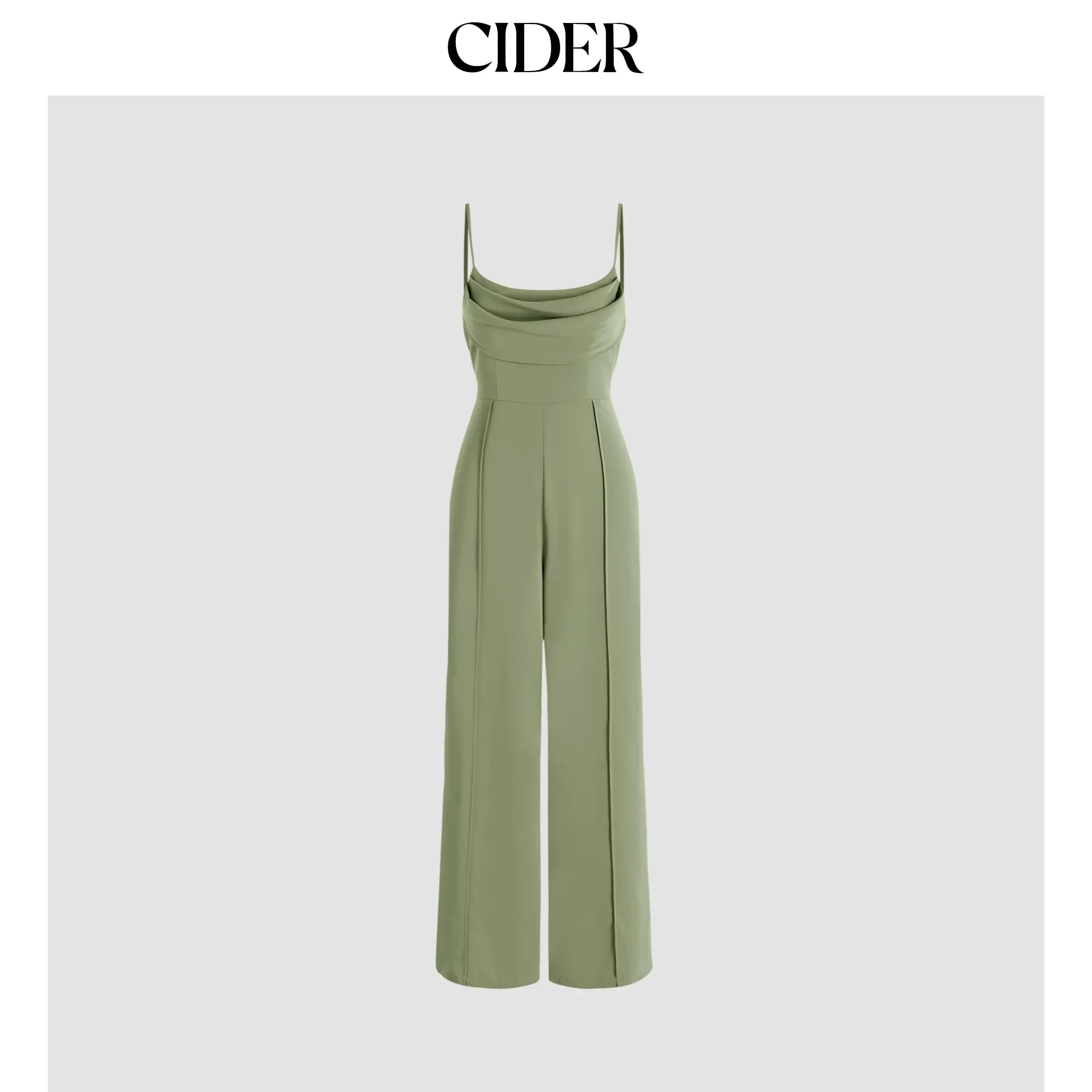 Cider Women's Elegant Solid Satin Cowl Neck Jumpsuit, Sleeveless Wide Leg Formal Wear for Summer Evening Parties, Party