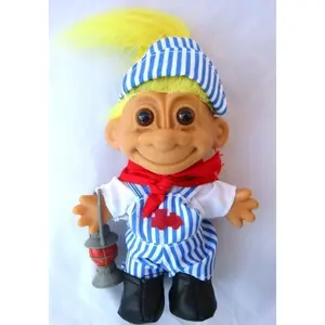 My Lucky Troll Train Conductor Troll Doll (Yellow Hair) by Russ Berrie [parallel import goods]