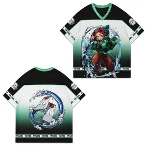 Anime Demon Slayer Print Football Jersey, Unisex Shirt Gift For Him, Anime Lover, Retro Anime Crewneck, limited Halloween Gift PSH1710-1714