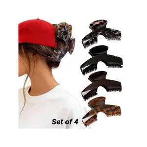 4pcs Large Hair Claw Clips For Hats, Practical Hair Accessories For Women, Non-slip Structure With Evenly Spaced Teeth, Firm Hold Without Pulling Hair, Ideal For Styling Long, Thick And Thin Hair