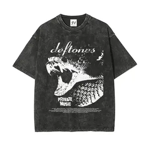 Unisex Deftones Vintage Washed Graphic T-Shirt – Retro Rock Style Tee, Casual Short Sleeve Streetwear Top DTG Process Unisex Loose-Fitting T-shirt, Washed Casual Top (100% Cotton, 280g)