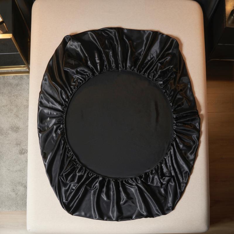 2/3pcs silky satin solid color fitted bed sheet set, dust-proof and dirt-resistant mattress cover, skin-friendly and breathable, cool and comfortable, silk-like bedding, Satin bed sheets, Cooling sheet set, suitable for bedroom/hotel, multiple sizes