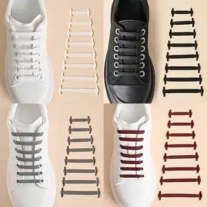 Cobbler's Closet - 16pcs No-Tie Elastic Silicone Shoe Laces - Easy Slip-On for Skate, Casual & Sneakers, Unisex, Solid Color, PVC laces